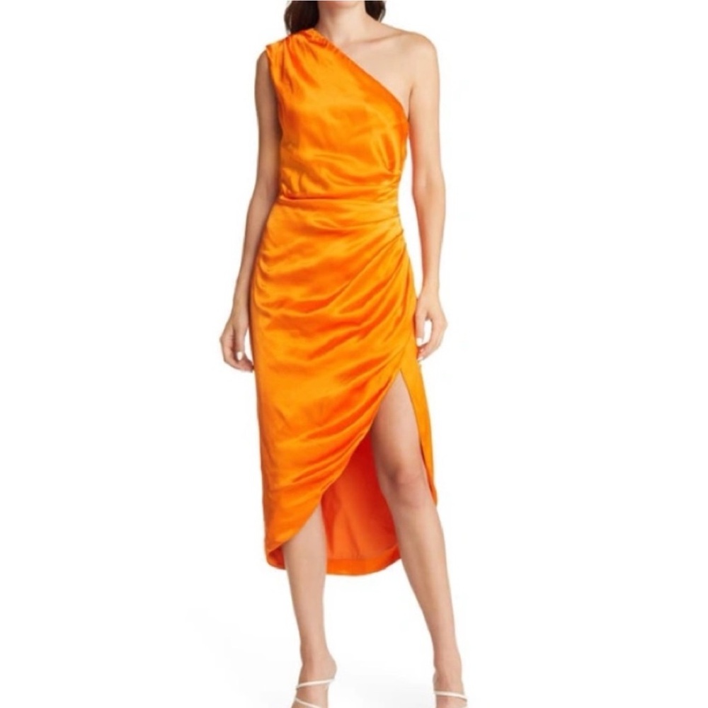Revolve Elliatt Cassini one shoulder dress orange